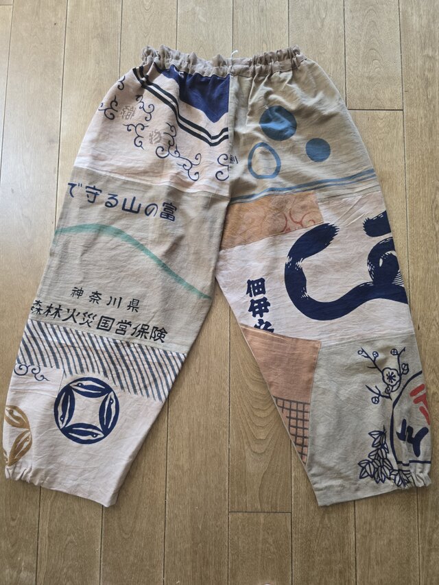 着物リメイク 柿渋染め てぬぐい パッチワーク パンツ | iichi 日々の