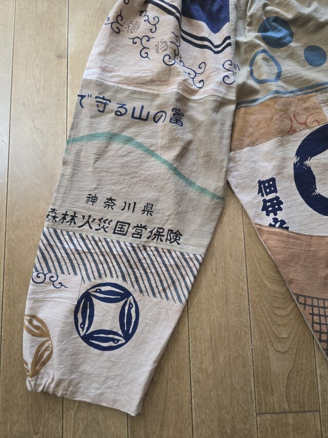 着物リメイク 柿渋染め てぬぐい パッチワーク パンツ | iichi 日々の