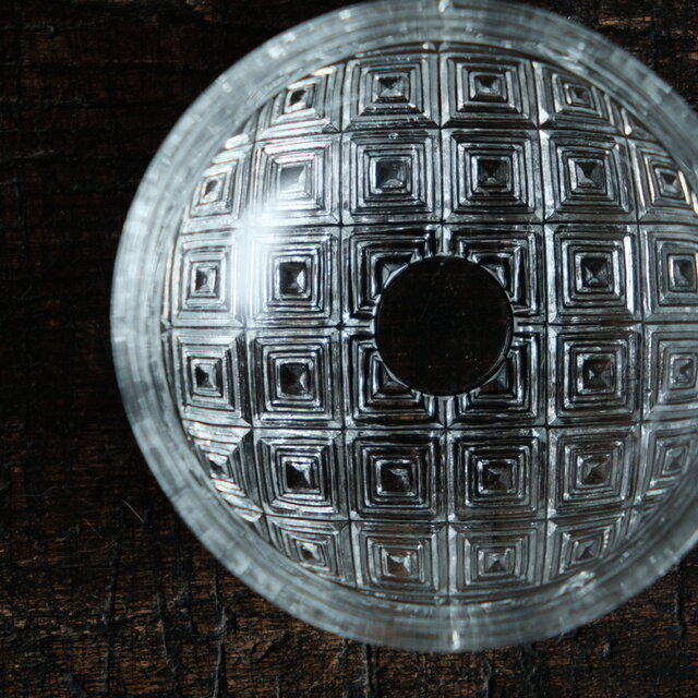 四角の総柄□プレスガラス小鉢 クリスタルガラス 古民家 古道具 暮らし