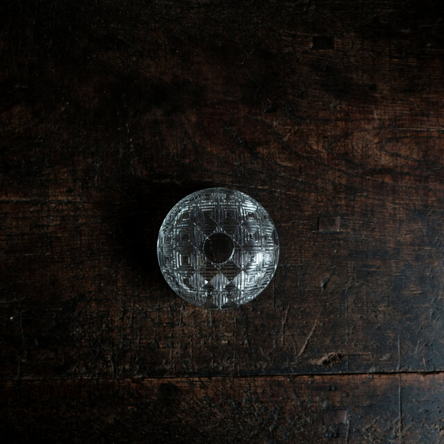 四角の総柄□プレスガラス小鉢 クリスタルガラス 古民家 古道具 暮らし