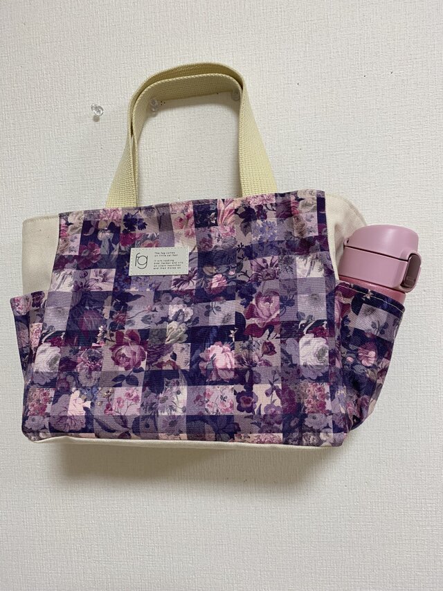 サイドポケット付きトートバッグ リバティ帆布 アーカイブギンガム 
