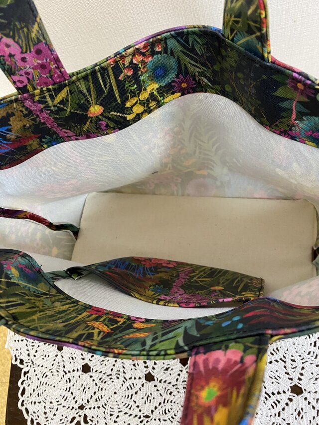 受注制作】雨も楽しい リバティ ラミネート帆布 トートバッグ トレスコ