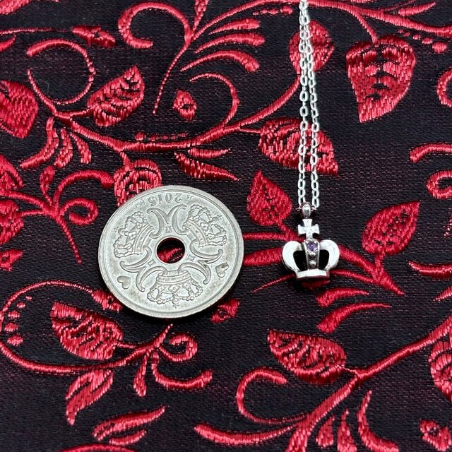 アメジスト 王冠 チャームネックレス/シルバー925/つけっぱなし