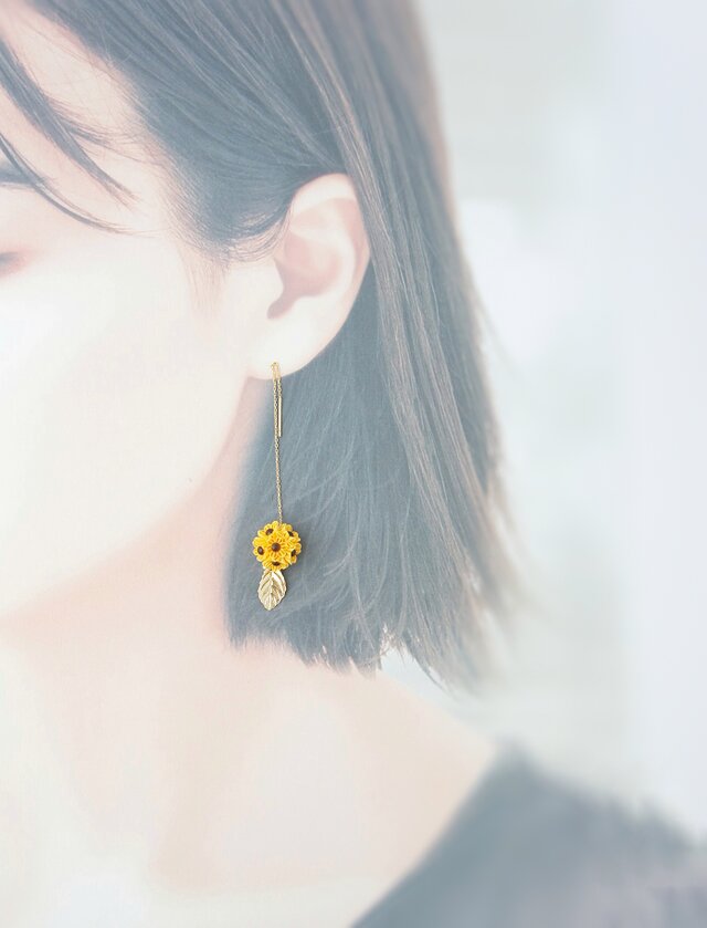 ひまわりカービングピアス MILLION CARATS ピアス 「luccica」-ゴッホひまわり- 花束じゃなくて