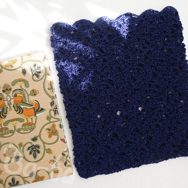 ばあば ♪ 透かし編みの、すけすけ袋（深縹・SB20）