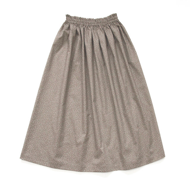 【即納】軽くて、さらり。優しい肌触り。シャワードット ギャザースカート（ モカ ）シック ドット