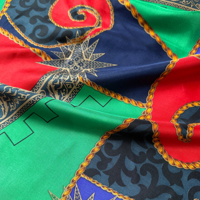 SC15-ヴィンテージスカーフ U.S.A. Artistic Textile Red Green Navy