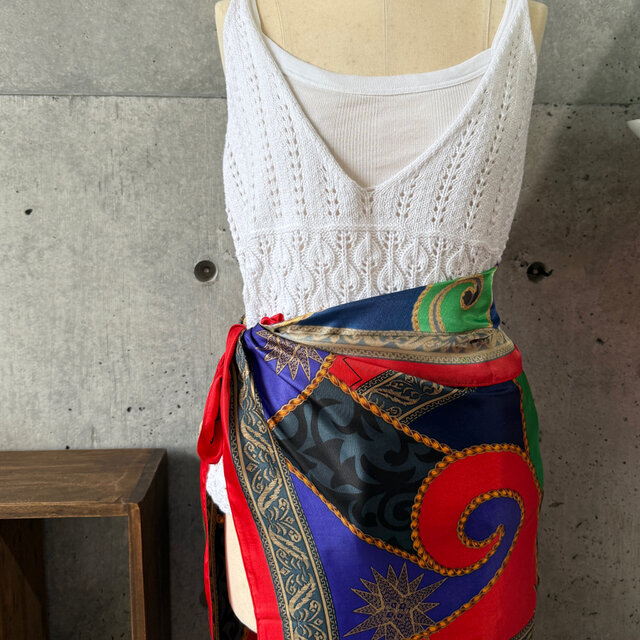 SC15-ヴィンテージスカーフ U.S.A. Artistic Textile Red Green Navy