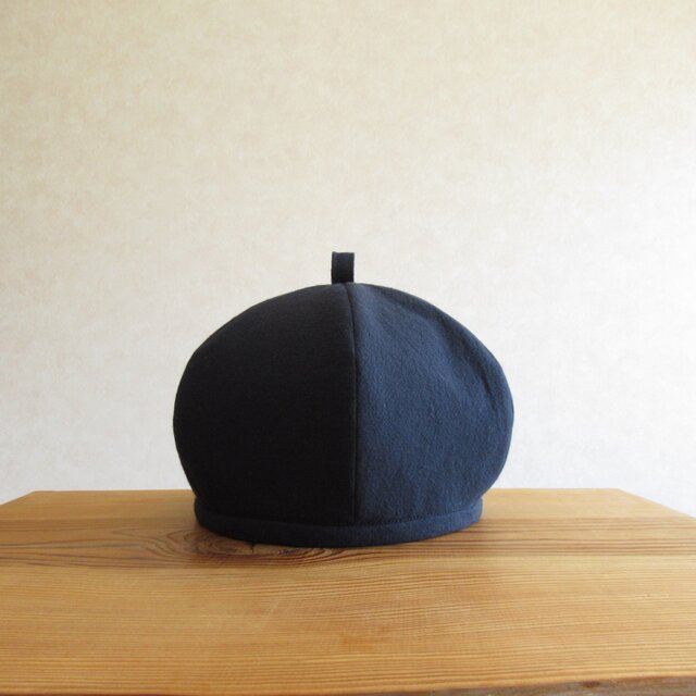 てっぺんに輪っか、ベレー帽　コットンリネン・ダークネイビー