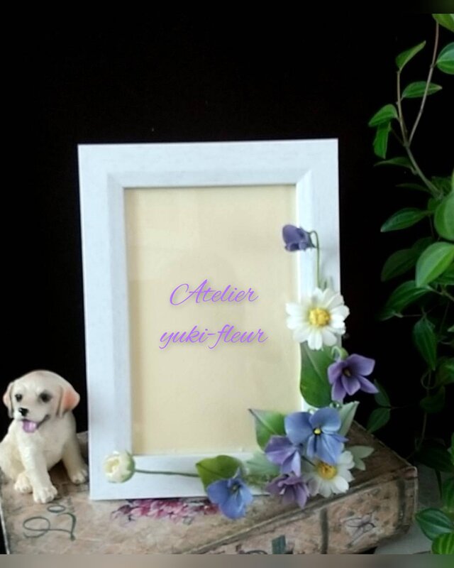 ✩粘土の花[白いフォトフレーム]ー3