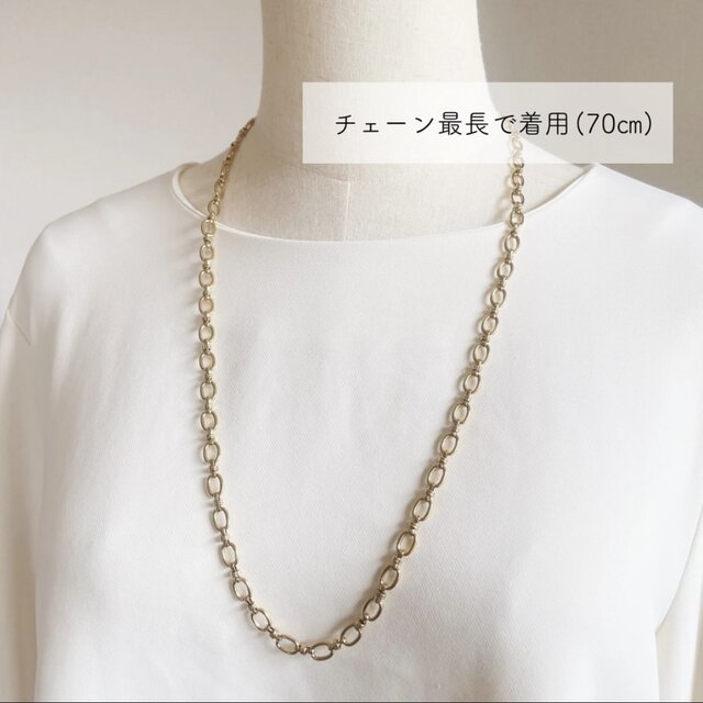 アンティーク感あるボリュームチェーンのロングネックレス｜Y字