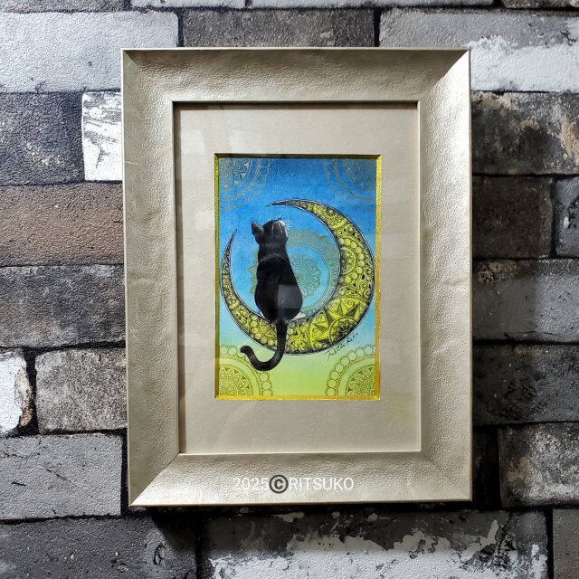 『Composition HT』　現代アート・絵画・ボールペン画・原画・額縁付 2点セット シーサー 原画 1点もの 額装付き ボールペン画