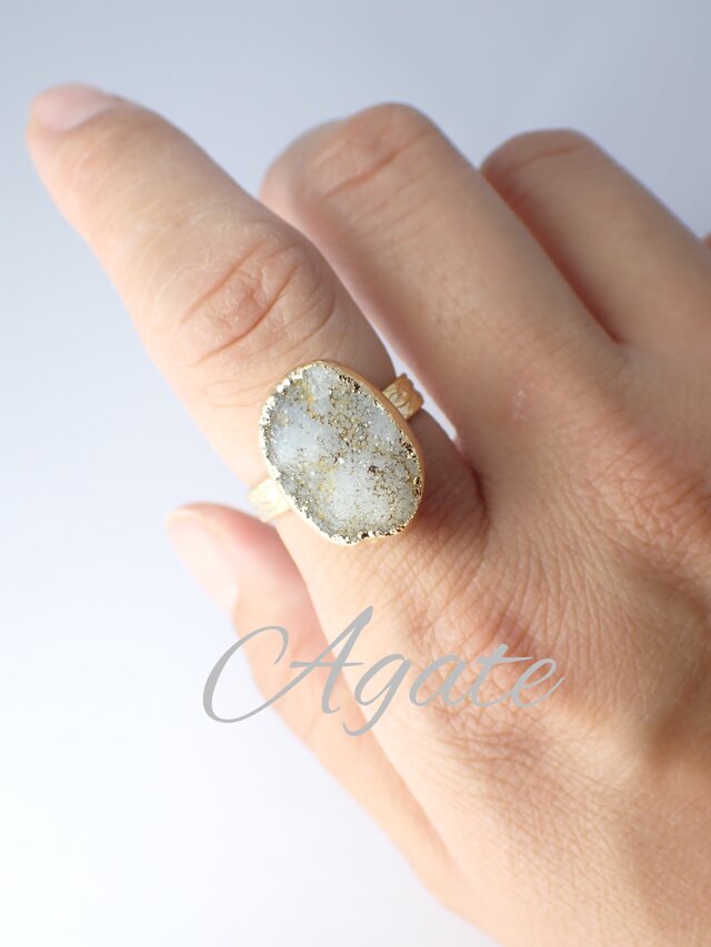 原石アゲート」の世界でひとつの天然石リング | iichi 日々の暮らしを