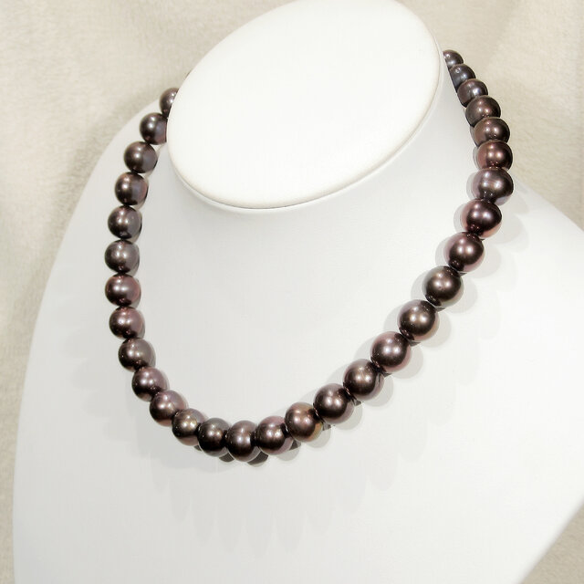 最大11.5mmの大粒本真珠とSV925のネックレス（淡水パール、美しい照り