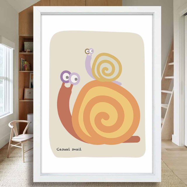 ママ　カタツムリ　送料無料 　イラスト　A4〜A0　ポスター　アートポスター　アートsei検索新着順　2611