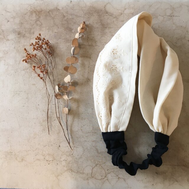 アンティークレースとガーゼのクロスターバン(ot-k-117)