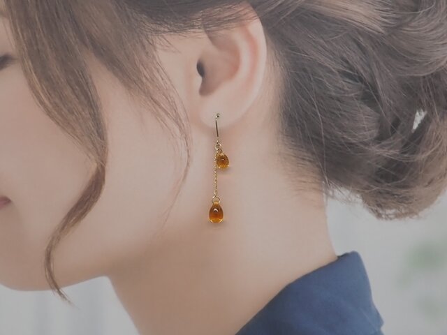 しずくビーズピアス／イヤリング【トパーズ】 | iichi 日々の