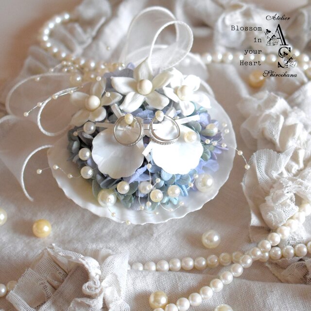 ⋆ジャスミン⋆ シェルマーメイド リングピロー ⋆ 二枚貝ver.