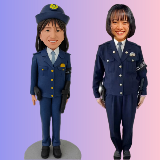 警察官 消防士 就職祝い、退職祝い、似顔絵 人形 オーダーメイド ドール オリジナル 肖像画　置物　フィギュア 作成、上司、社長