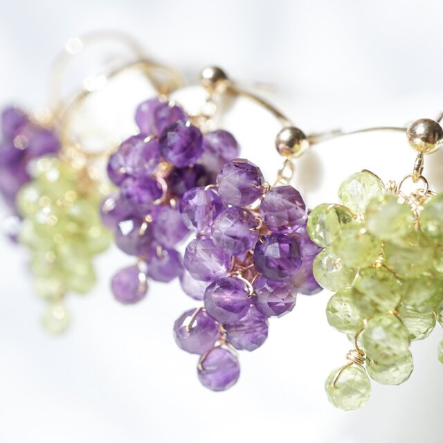 選べる天然石】ペリドット アメジスト ピアス イヤリング フルーツ