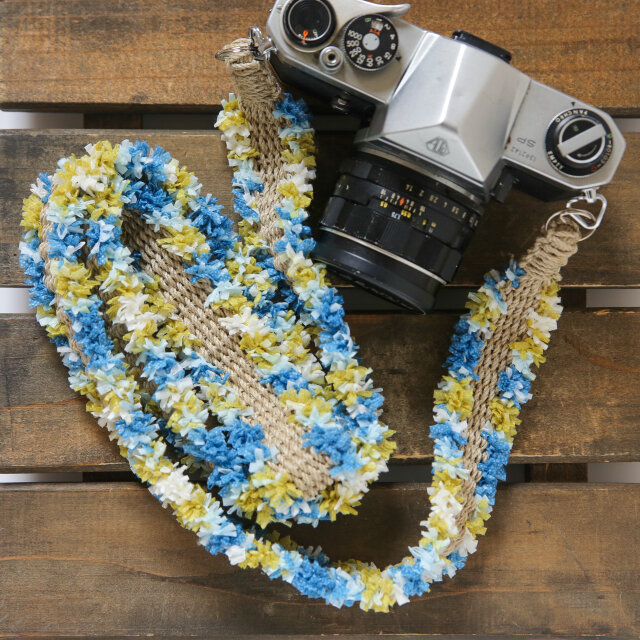 縁取り麻紐ヘンプカメラストラップ