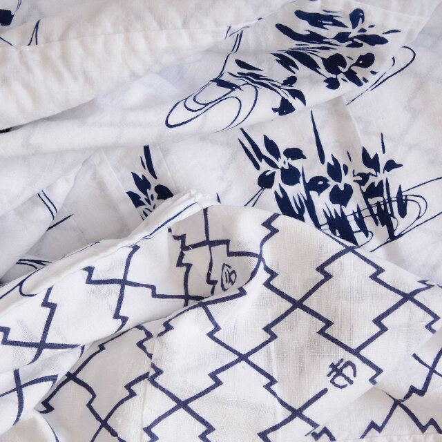 古布｜浴衣や手ぬぐいと見られる生地のパッチワーク大判布｜ジャパンヴィンテージ（約158×157cm）