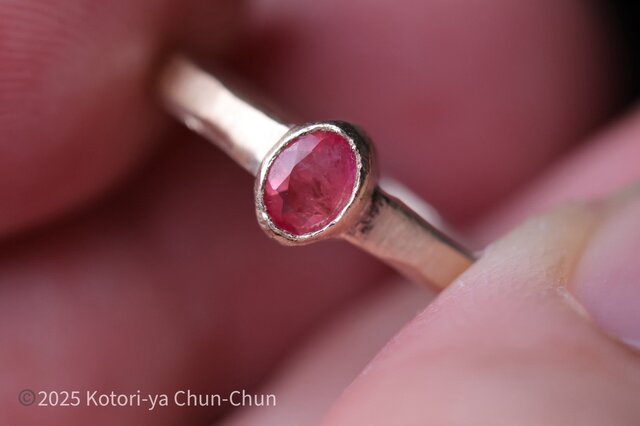 K10＊かわいいレッドベリルリングです K10＊かわいいレッドベリルリングです