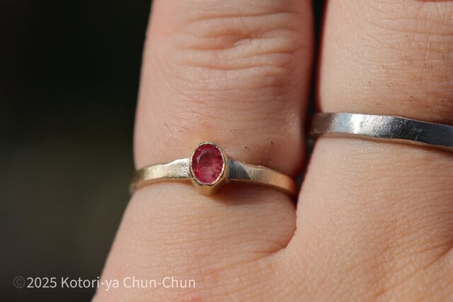 K10＊かわいいレッドベリルリングです K10＊かわいいレッドベリルリングです