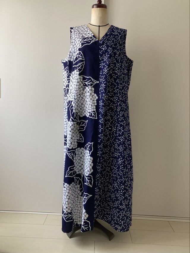 浴衣のAラインワンピース　あじさい