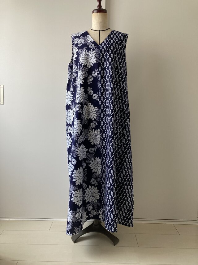 浴衣のAラインワンピース 菊 | iichi 日々の暮らしを心地よく