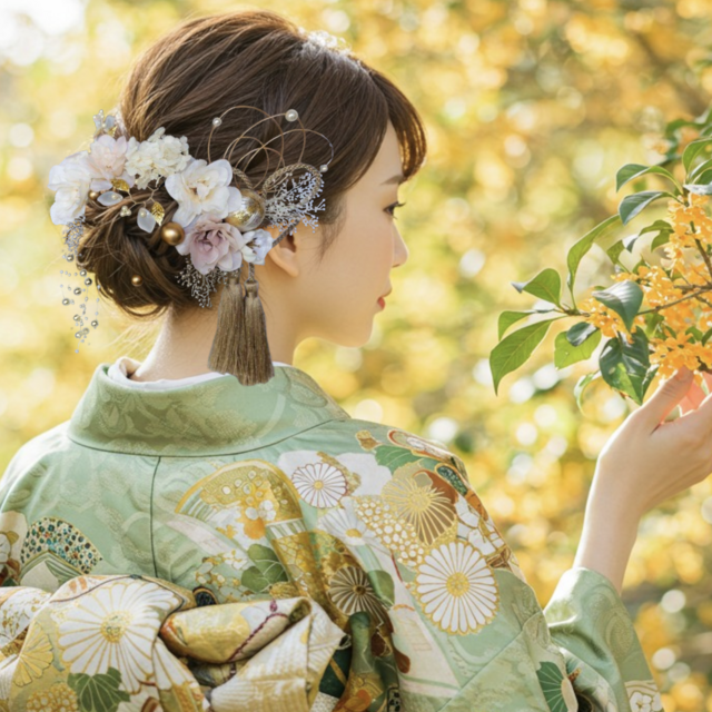 ホワイトベージュ×小枝　No.WK80 髪飾り　成人式　卒業式　結婚式　成人式髪飾り　卒業式髪飾り　結婚式髪飾り