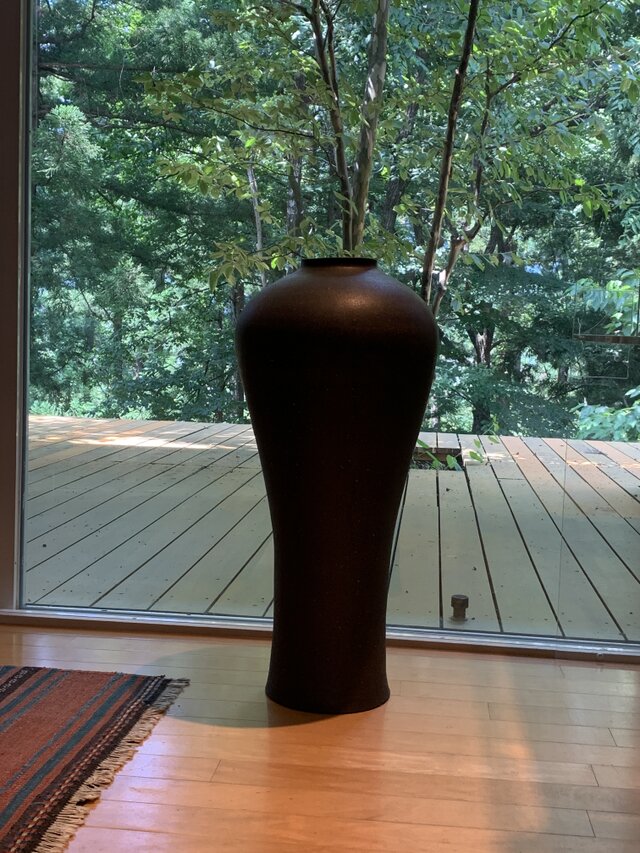 奥能登 珠洲焼 黒の円筒形花器 約10cm 奥能登 珠洲焼 黒の円筒形花器 約10cm