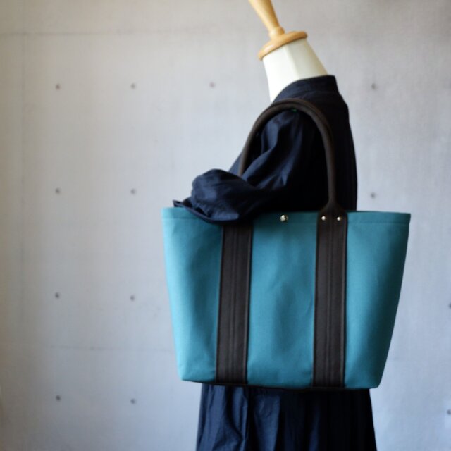 倉敷帆布のA4トート◇ターコイズ×ブラウン | iichi 日々の暮らしを