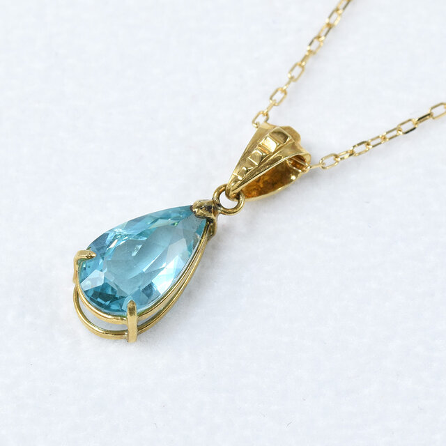 １粒 アパタイト ペンダント K18 ブルーアパタイト ペンダントトップ CJ070CIBSN | iichi 日々の