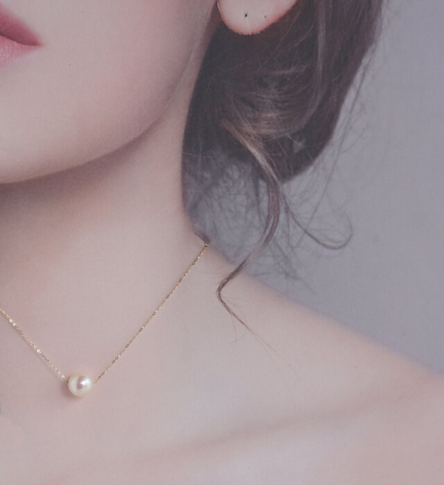 湖水真珠 大粒パールスルーネックレス 色：ホワイト