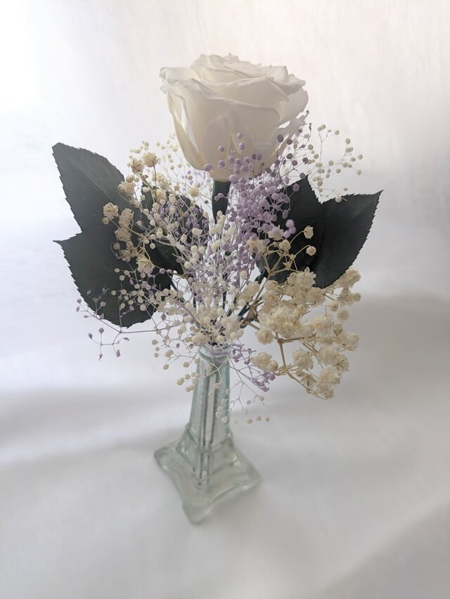 ✨特大✨バラミックスプリザアレンジ✨ラッピングのまま飾れますよ✨ ✨特大✨高級感のある淡い紫＆水色ミックスバラプリザ✨ラッピングの