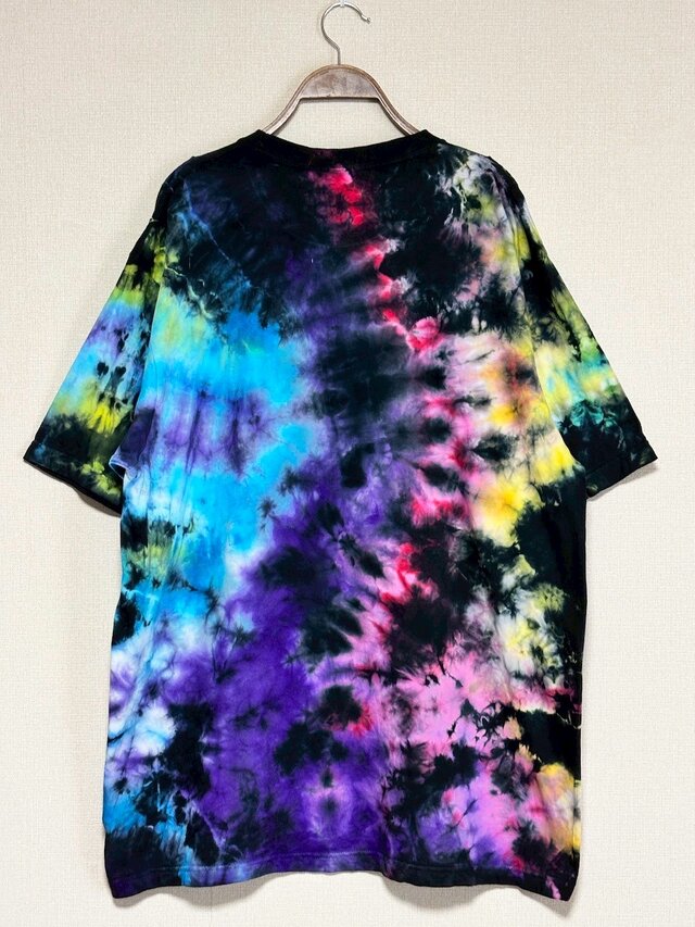 タイダイ Tシャツ XXLサイズ ブラック×カラフル Hippies Dye HD24-38