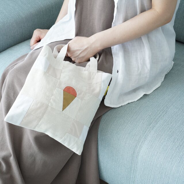 ピースワークトートバッグ　アイス柄　002 (ブラッドオレンジ)