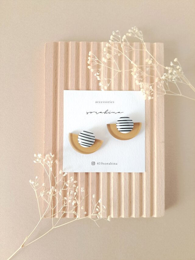 ★c　"心動かすアクセサリー…"　夏　透明　レトロ×クリアブラウン　ピアス／イヤリングe