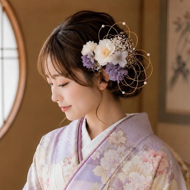 桜と紫陽花の髪飾り No.RS50 髪飾り 成人式 卒業式 結婚式 成人式髪