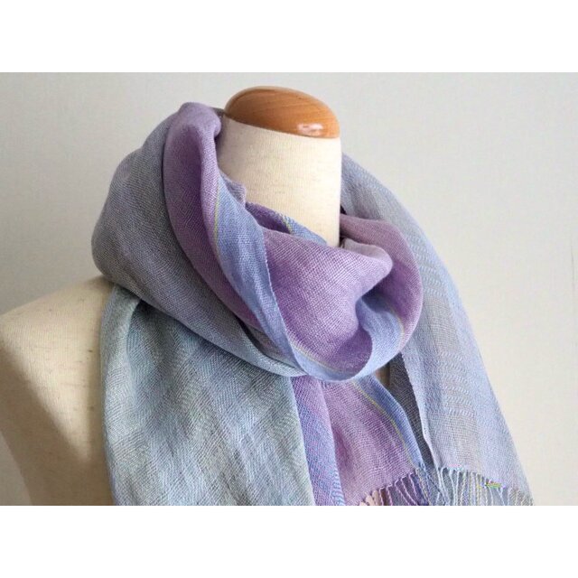linen stole -purple gray-