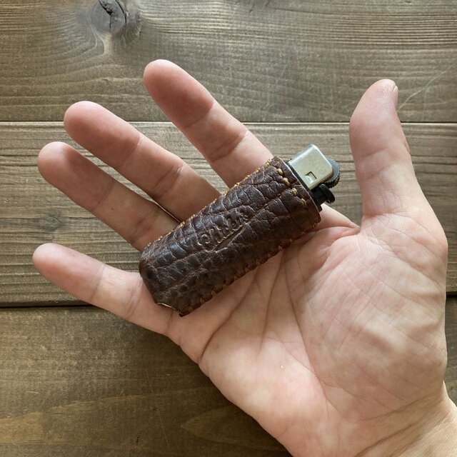 ライターカバーtype-3カスタム(ダークブラウン×ベージュ・バッファローver.)