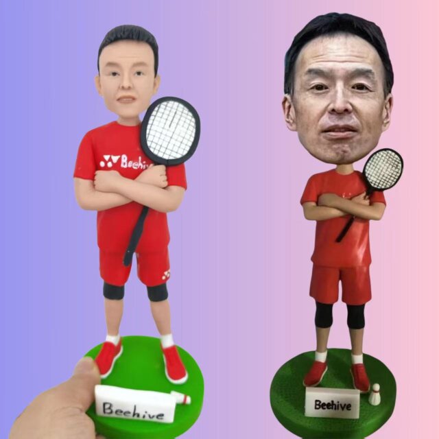 バドミントン好き 誕生日 プレゼント、オーダーメイド 写真から作る 似顔絵 人形, オリジナル 肖像画 置物 フィギュア 部活