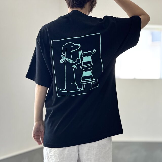 『2025新作』【ユニセックス】コラボプリント リラックスフィットTシャツ 5色展開【ブラック】