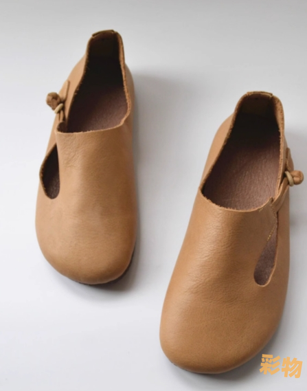 【受注製作】丸トウぺたんこシューズ  サイドスルー 手製牛革レザー SS9016