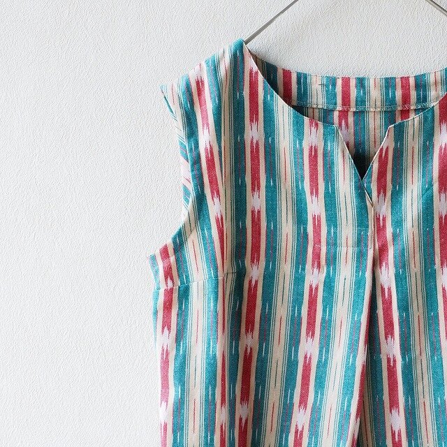 手織り木綿のタックブラウス＃BIC70