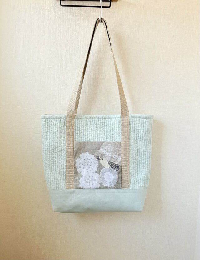 ヌビと帆布のトートバッグ（レース女の子）