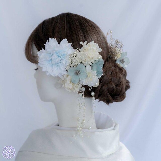 アイスブルー×ペールブルー No.IIP68 成人式 卒業式 結婚式 成人式髪