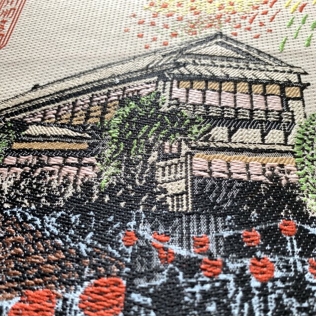 隅田川花火』 額絵織物御朱印帳 B6大判サイズ 花火 隅田川 夏 船 両国