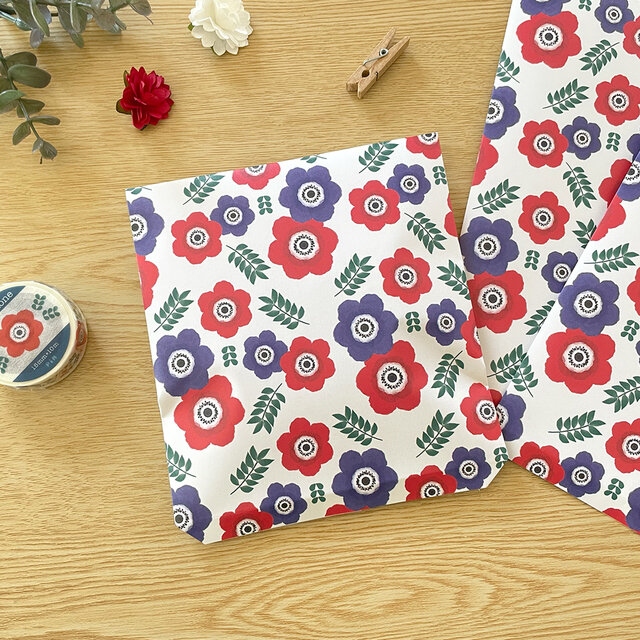 アネモネの平袋〈5枚入〉マチなし紙袋 ペーパーバッグ ギフトバッグ